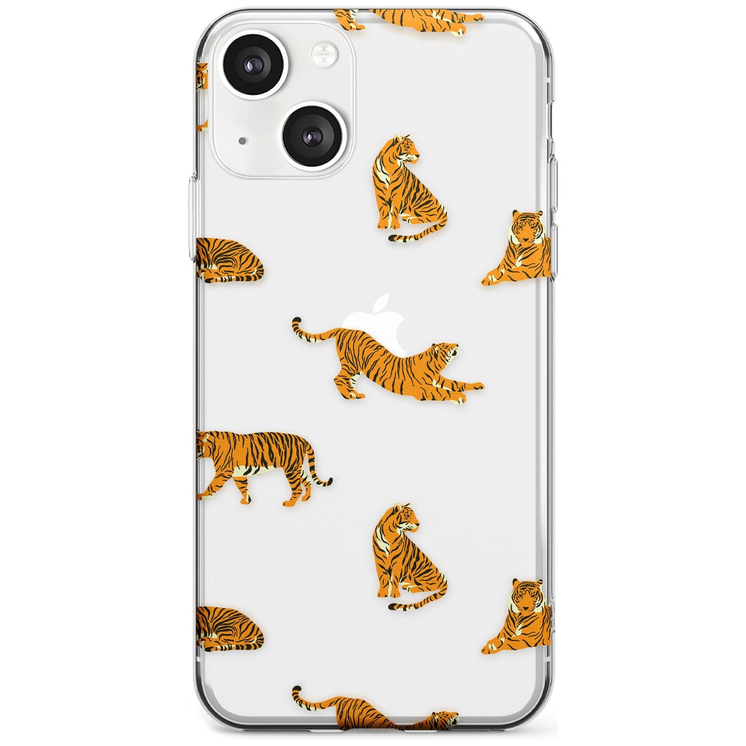 Clear Tiger Jungle Cat Pattern Phone Case iPhone 13 / Clear Case,iPhone 13 Mini / Clear Case,iPhone 14 / Clear Case,iPhone 14 Plus / Clear Case Blanc Space