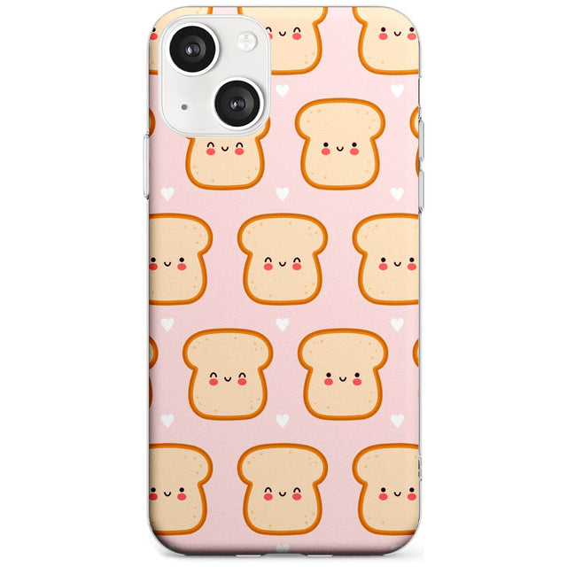 Bread Faces Kawaii Pattern Phone Case iPhone 13 / Clear Case,iPhone 13 Mini / Clear Case,iPhone 14 / Clear Case,iPhone 14 Plus / Clear Case Blanc Space