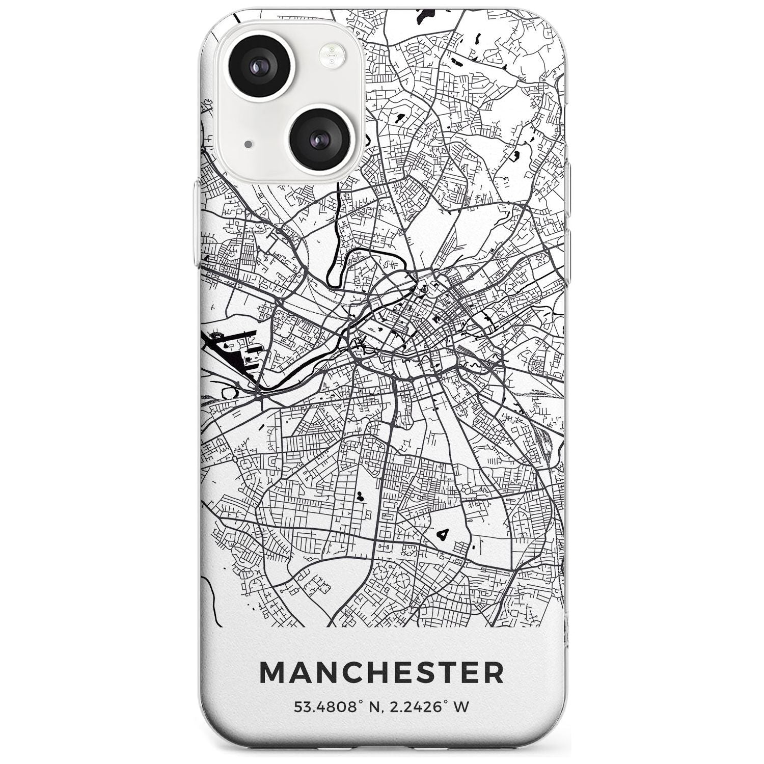 Map of Manchester, England Phone Case iPhone 13 / Clear Case,iPhone 13 Mini / Clear Case,iPhone 14 / Clear Case,iPhone 14 Plus / Clear Case Blanc Space