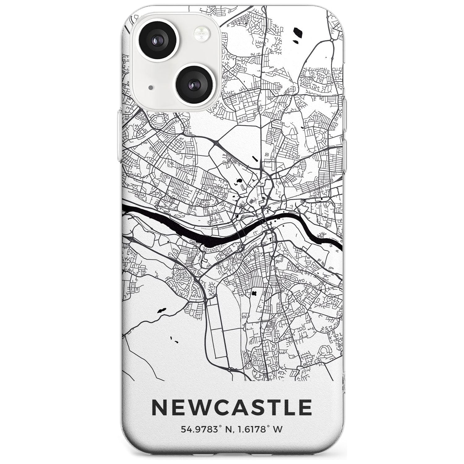 Map of Newcastle, England Phone Case iPhone 13 / Clear Case,iPhone 13 Mini / Clear Case,iPhone 14 / Clear Case,iPhone 14 Plus / Clear Case Blanc Space