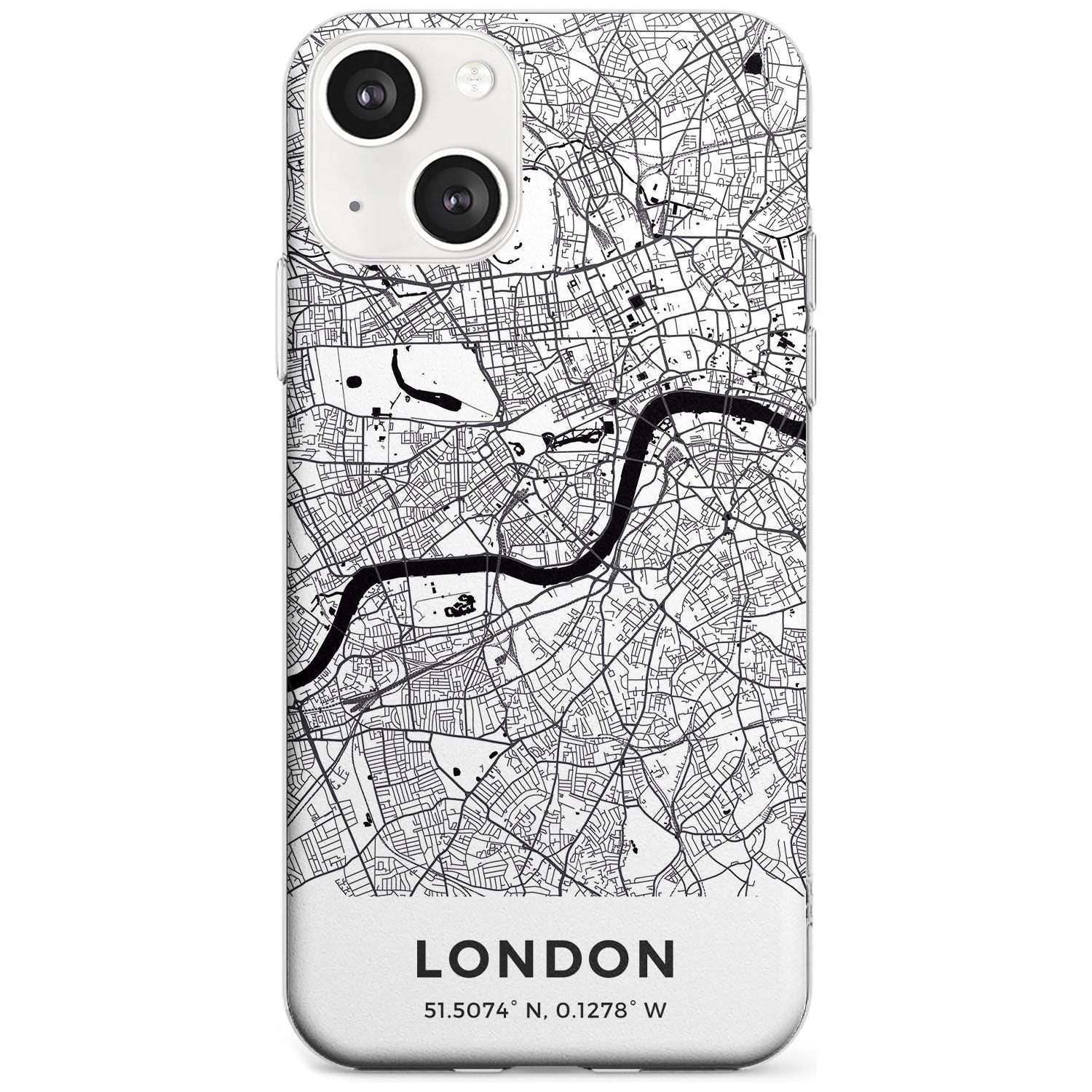 Map of London, England Phone Case iPhone 13 / Clear Case,iPhone 13 Mini / Clear Case,iPhone 14 / Clear Case,iPhone 14 Plus / Clear Case Blanc Space