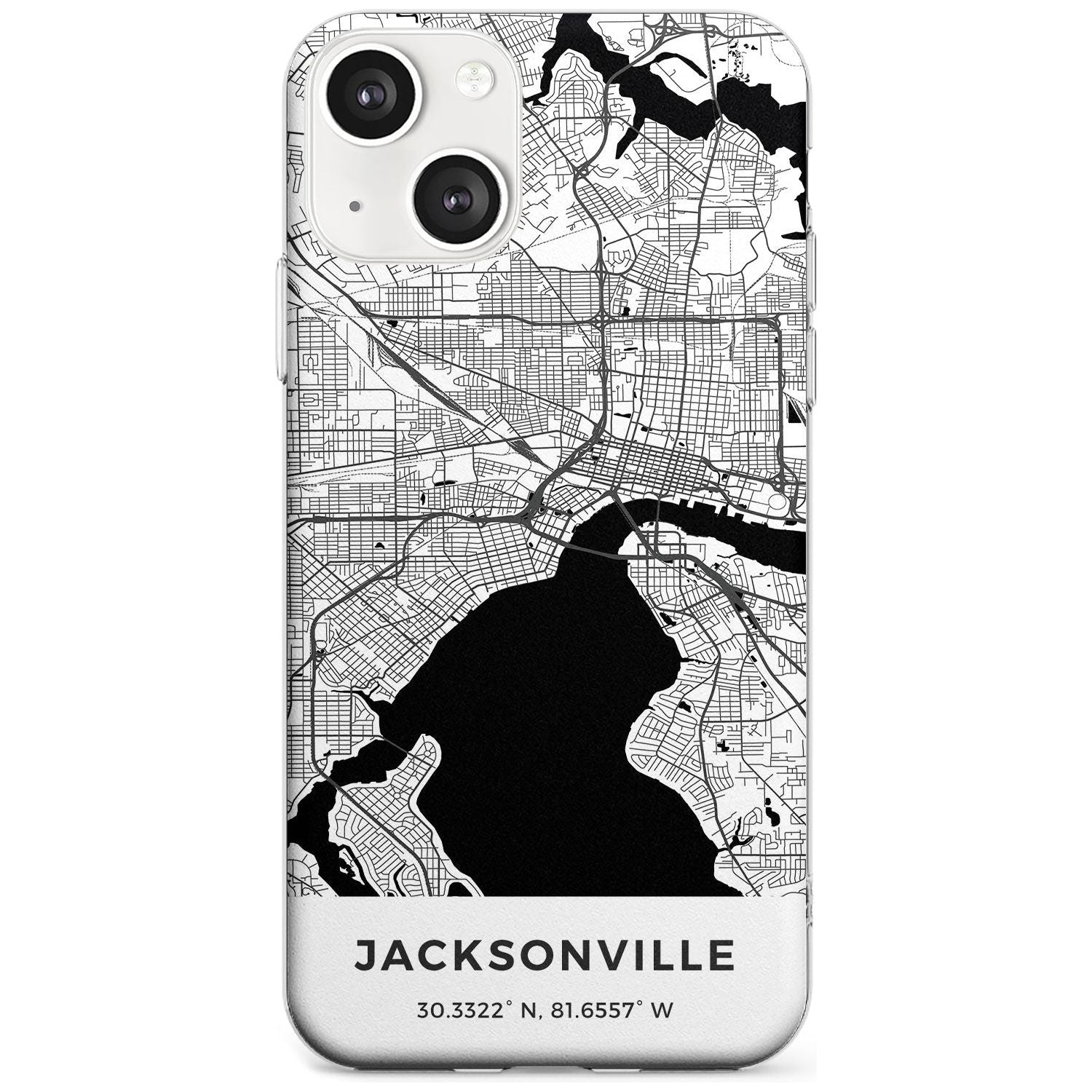 Map of Jacksonville, Florida Phone Case iPhone 13 / Clear Case,iPhone 13 Mini / Clear Case,iPhone 14 / Clear Case,iPhone 14 Plus / Clear Case Blanc Space