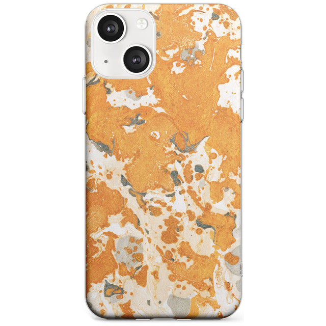 Orange Marbled Paper Pattern Phone Case iPhone 13 / Clear Case,iPhone 13 Mini / Clear Case,iPhone 14 / Clear Case,iPhone 14 Plus / Clear Case Blanc Space