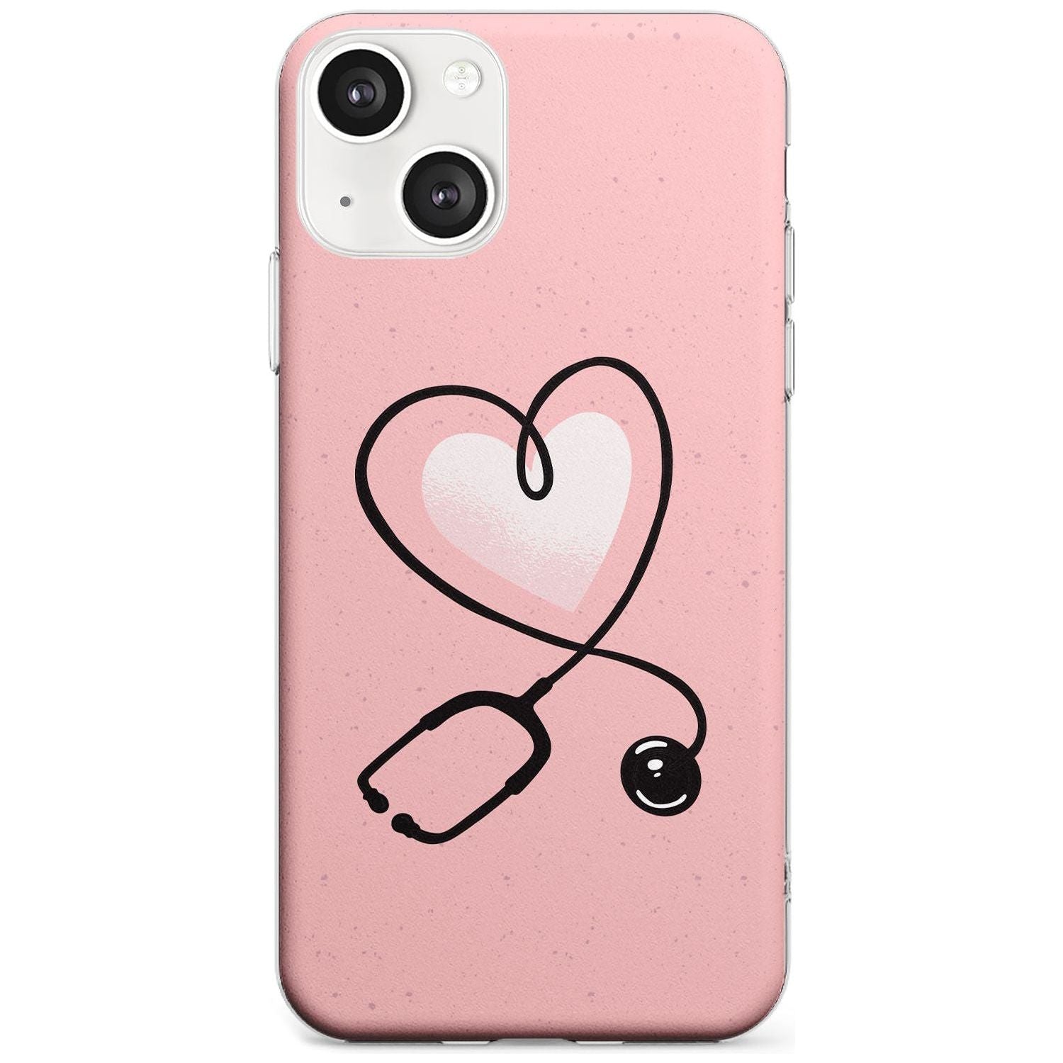 Medical Inspired Design Stethoscope Heart Phone Case iPhone 13 / Clear Case,iPhone 13 Mini / Clear Case,iPhone 14 / Clear Case,iPhone 14 Plus / Clear Case Blanc Space