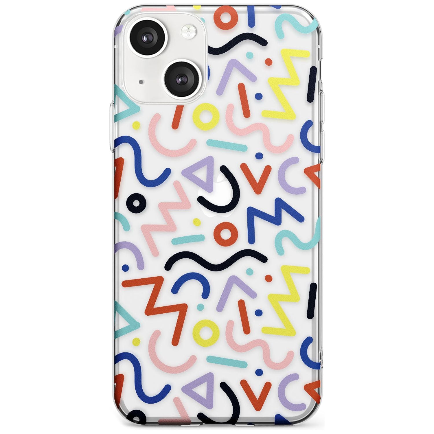 Colourful Squiggles Memphis Retro Pattern Design Phone Case iPhone 13 / Clear C