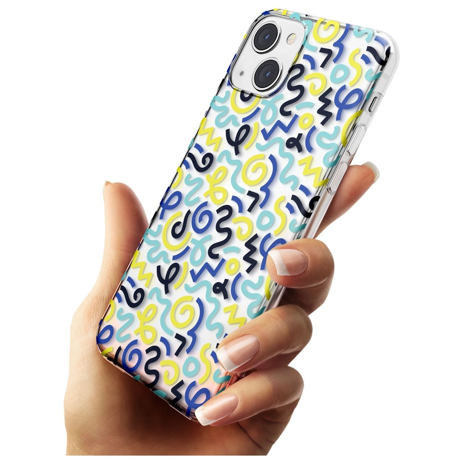 Blue & Yellow Shapes Memphis Retro Pattern Design