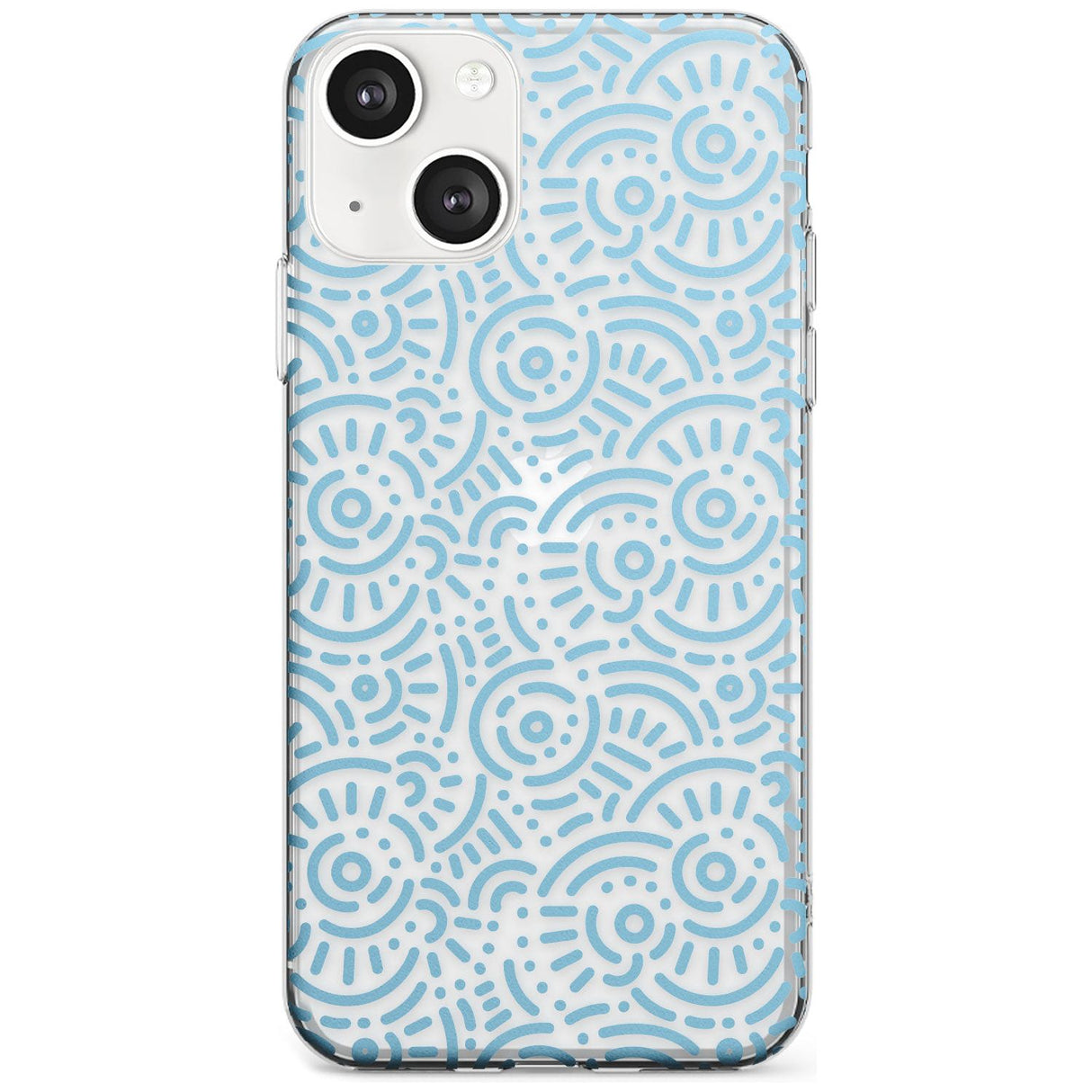 Light Blue Pattern Memphis Retro Pattern Design Phone Case iPhone 13 / Clear Case,iPhone 13 Mini / Clear Case,iPhone 14 / Clear Case,iPhone 14 Plus / Clear Case Blanc Space