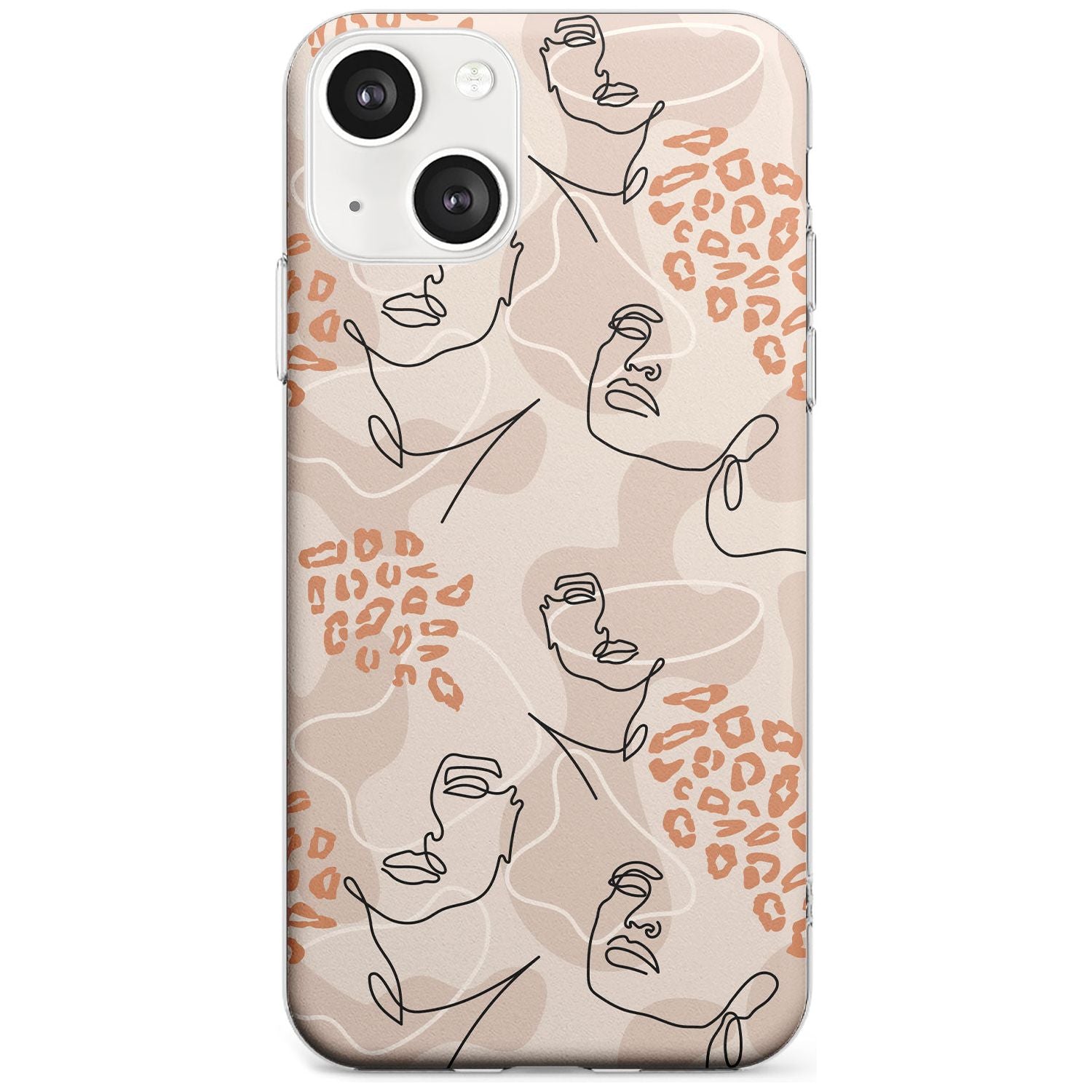 Leopard Print Stylish Abstract Faces Phone Case iPhone 13 / Clear Case,iPhone 13 Mini / Clear Case,iPhone 14 / Clear Case,iPhone 14 Plus / Clear Case Blanc Space