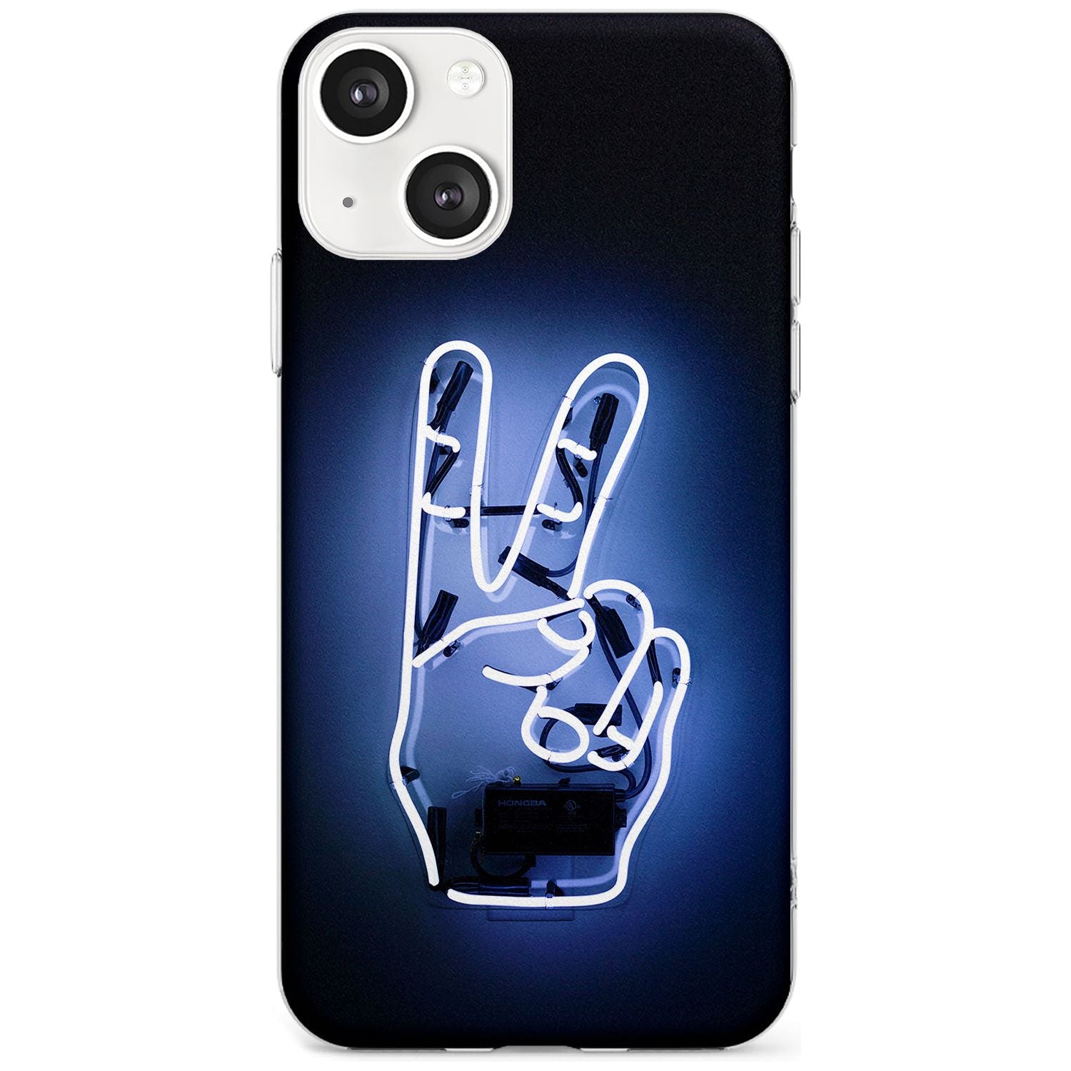 Peace Sign Hand Neon Sign Phone Case iPhone 13 / Clear Case,iPhone 13 Mini / Clear Case,iPhone 14 / Clear Case,iPhone 14 Plus / Clear Case Blanc Space