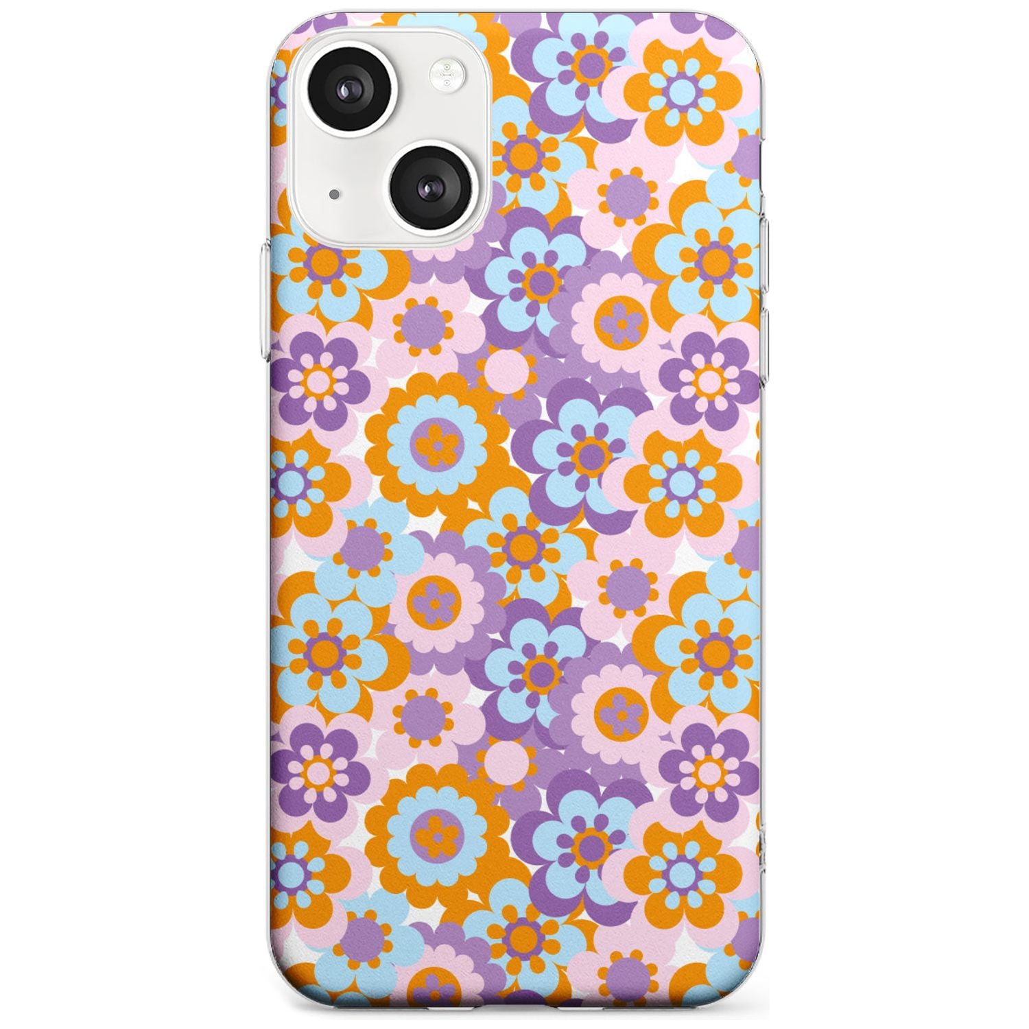 Flower Power Pattern Phone Case iPhone 13 / Clear Case,iPhone 13 Mini / Clear Case,iPhone 14 / Clear Case,iPhone 14 Plus / Clear Case Blanc Space