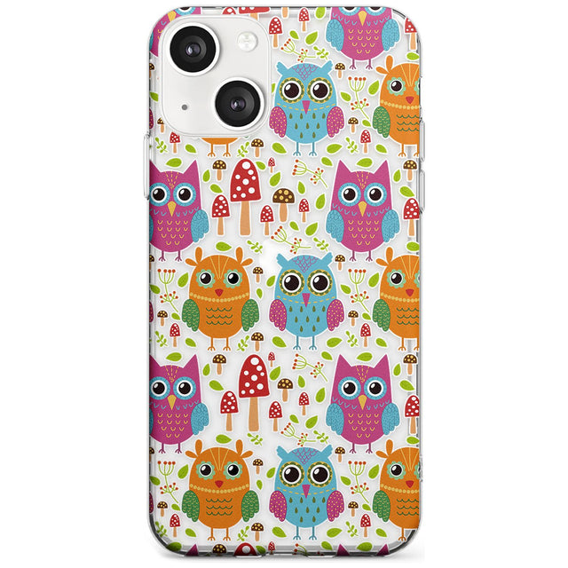 Forrest Owl Clear Pattern Phone Case iPhone 13 Mini / Clear Case,iPhone 13 / Clear Case,iPhone 14 Plus / Clear Case,iPhone 14 / Clear Case Blanc Space