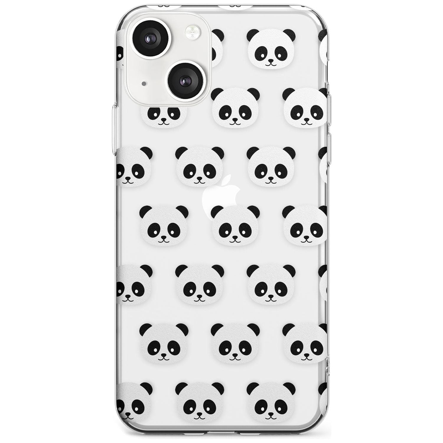 Panda Face Pattern Phone Case iPhone 13 / Clear Case,iPhone 13 Mini / Clear Case,iPhone 14 / Clear Case,iPhone 14 Plus / Clear Case Blanc Space