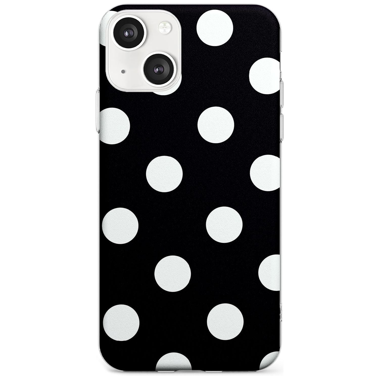 Chic Black Polka Dot Phone Case iPhone 13 Mini / Clear Case,iPhone 13 / Clear Case,iPhone 14 Plus / Clear Case,iPhone 14 / Clear Case Blanc Space