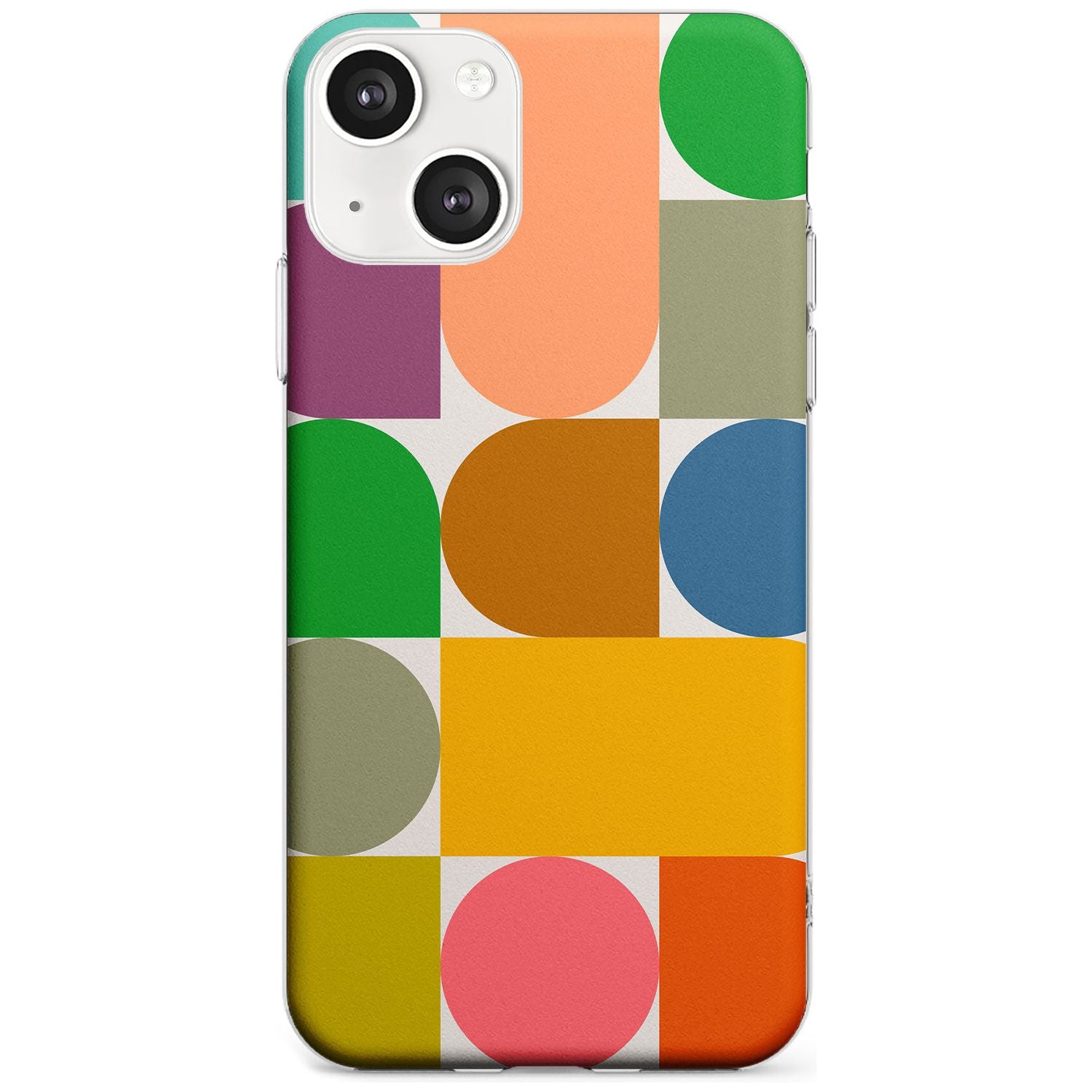 Abstract Retro Shapes: Rainbow Mix Phone Case iPhone 13 / Clear Case,iPhone 13 Mini / Clear Case,iPhone 14 / Clear Case,iPhone 14 Plus / Clear Case Blanc Space