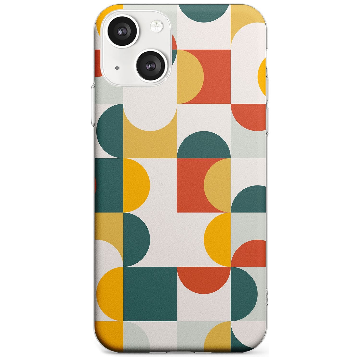 Abstract Retro Shapes: Muted Colour Mix Phone Case iPhone 13 / Clear Case,iPhone 13 Mini / Clear Case,iPhone 14 / Clear Case,iPhone 14 Plus / Clear Case Blanc Space