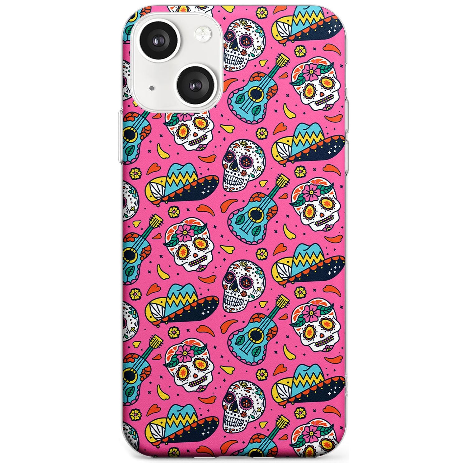 Pink Day of The Dead Pattern Slim Phone Case for iPhone 13 & 13 Mini