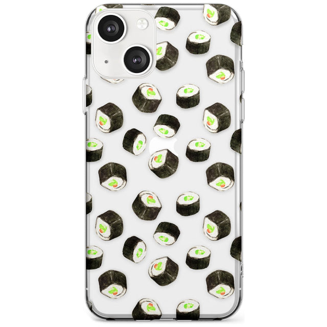 Maki Rolls Sushi Pattern Phone Case iPhone 13 / Clear Case,iPhone 13 Mini / Clear Case,iPhone 14 / Clear Case,iPhone 14 Plus / Clear Case Blanc Space