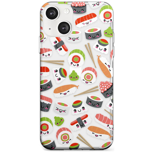 Kawaii Sushi Mix Phone Case iPhone 13 / Clear Case,iPhone 13 Mini / Clear Case,iPhone 14 / Clear Case,iPhone 14 Plus / Clear Case Blanc Space