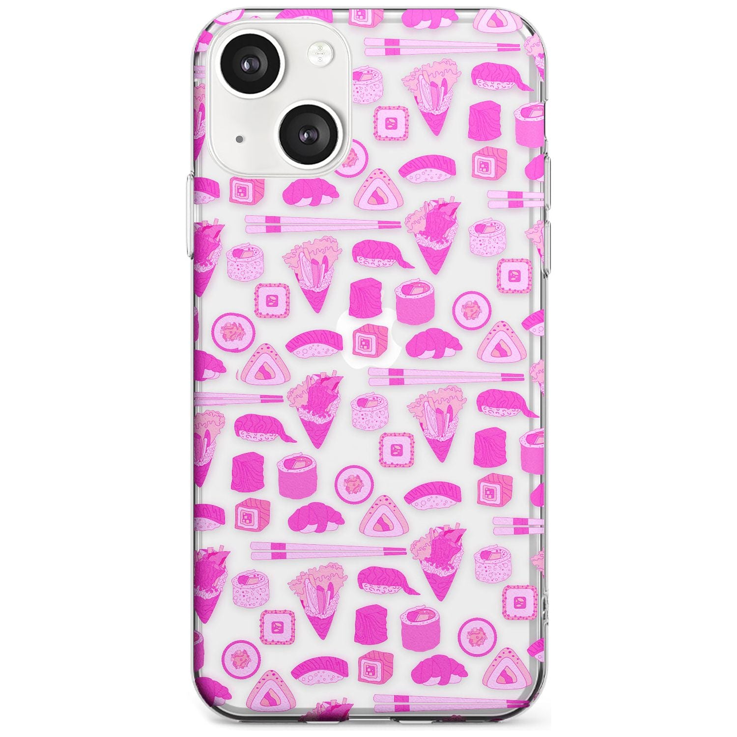 Bright Pink Sushi Pattern Phone Case iPhone 13 / Clear Case,iPhone 13 Mini / Clear Case,iPhone 14 / Clear Case,iPhone 14 Plus / Clear Case Blanc Space