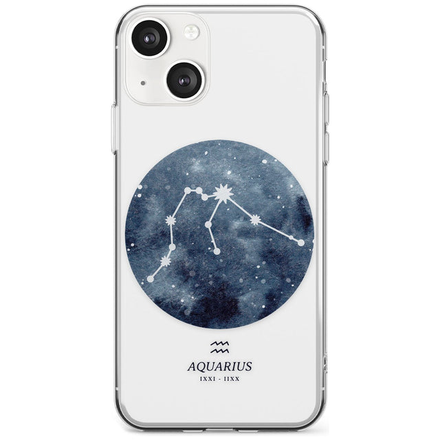 Aquarius Zodiac Transparent Design - Blue Phone Case iPhone 13 / Clear Case,iPhone 13 Mini / Clear Case,iPhone 14 / Clear Case,iPhone 14 Plus / Clear Case Blanc Space