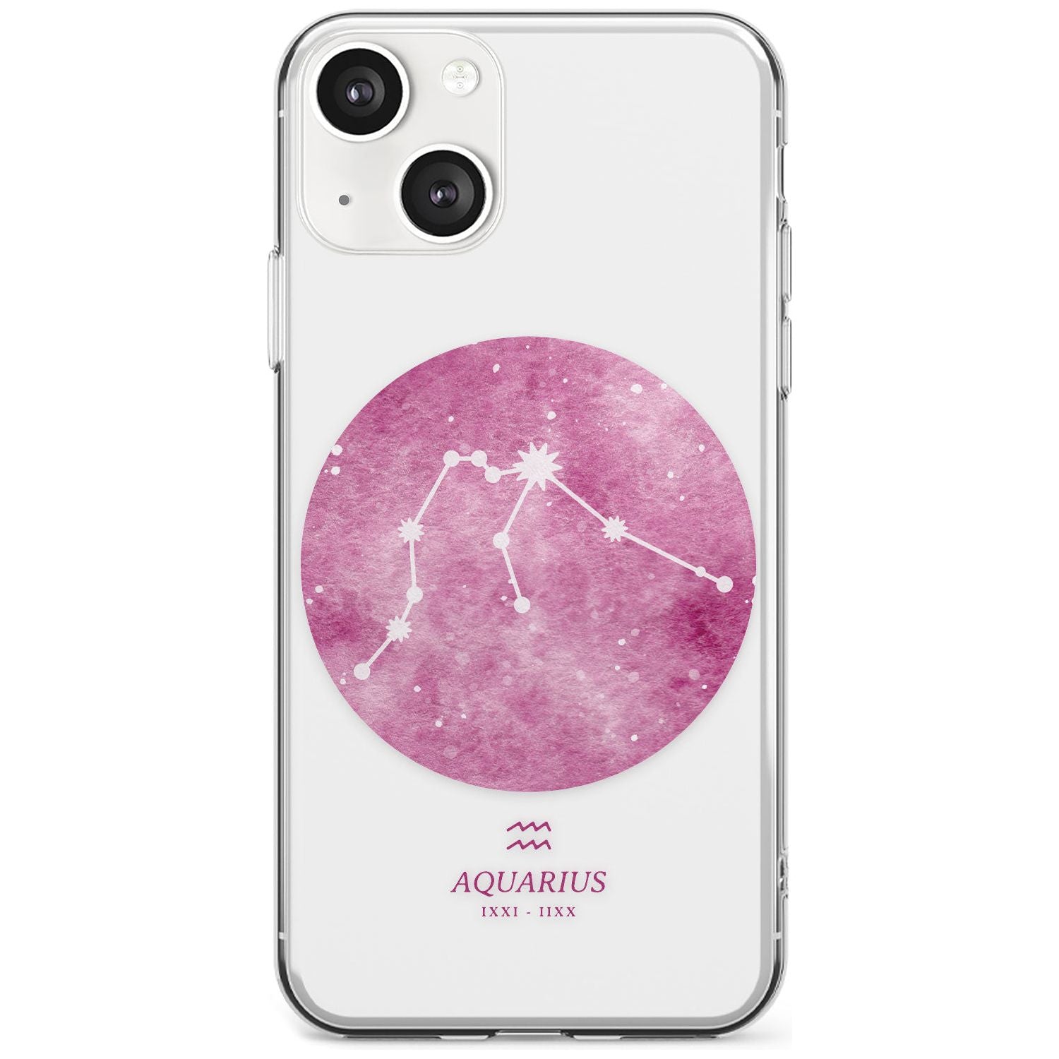 Aquarius Zodiac Transparent Design - Pink Phone Case iPhone 13 / Clear Case,iPhone 13 Mini / Clear Case,iPhone 14 / Clear Case,iPhone 14 Plus / Clear Case Blanc Space