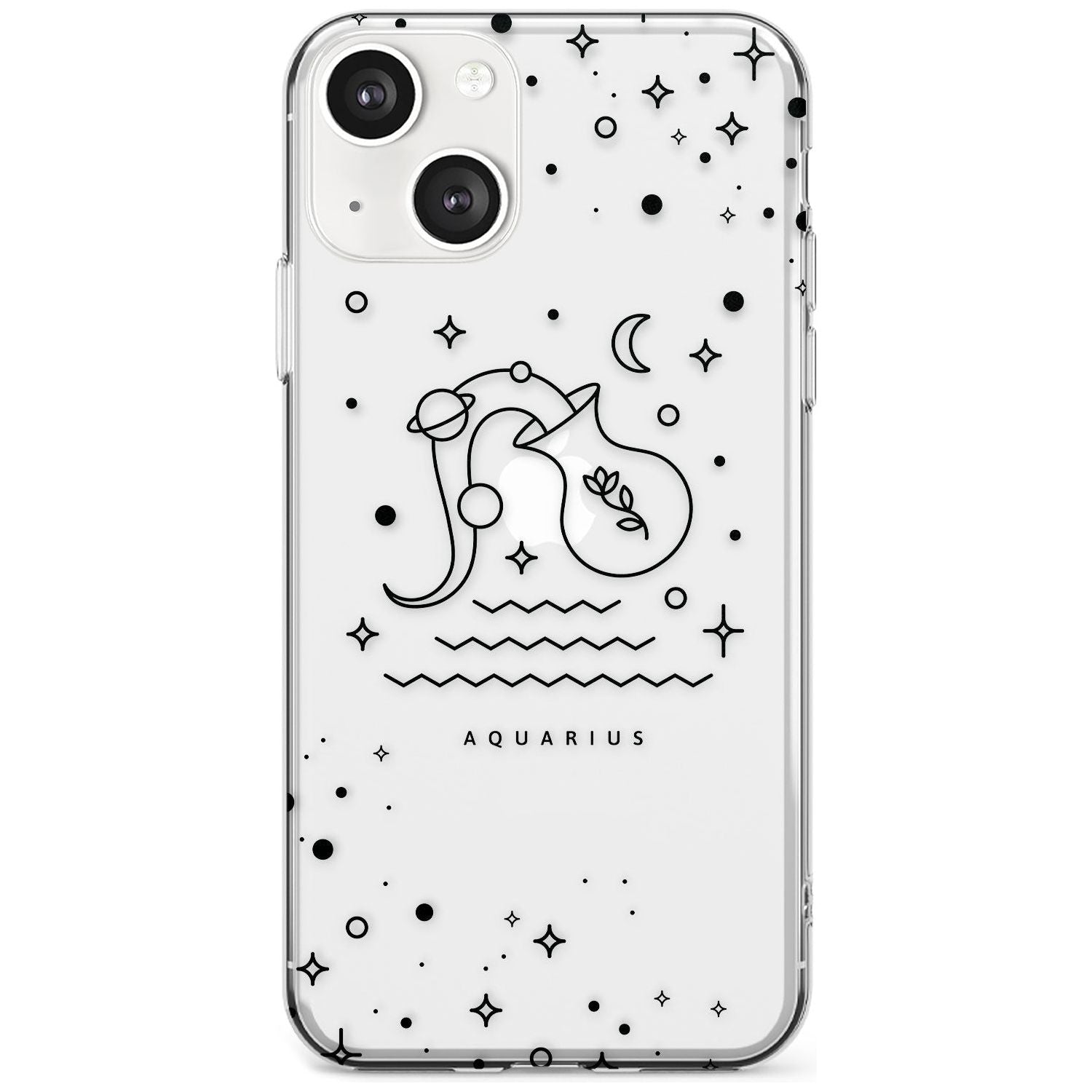 Aquarius Emblem - Transparent Design Phone Case iPhone 13 / Clear Case,iPhone 13 Mini / Clear Case,iPhone 14 / Clear Case,iPhone 14 Plus / Clear Case Blanc Space