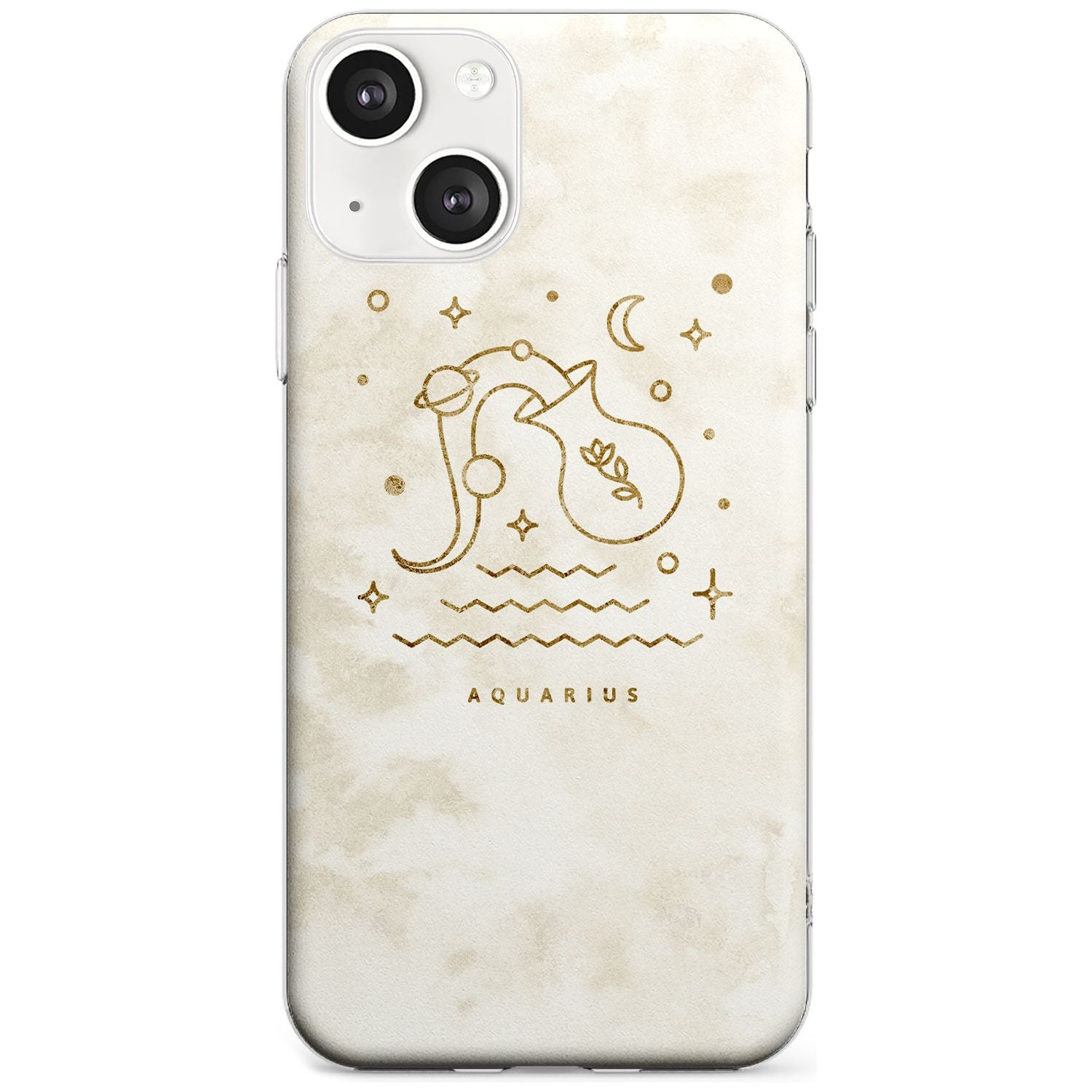 Aquarius Emblem - Solid Gold Marbled Design Phone Case iPhone 13 / Clear Case,iPhone 13 Mini / Clear Case,iPhone 14 / Clear Case,iPhone 14 Plus / Clear Case Blanc Space