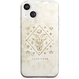 Capricorn Emblem - Solid Gold Marbled Design Phone Case iPhone 13 / Clear Case,iPhone 13 Mini / Clear Case,iPhone 14 / Clear Case,iPhone 14 Plus / Clear Case Blanc Space