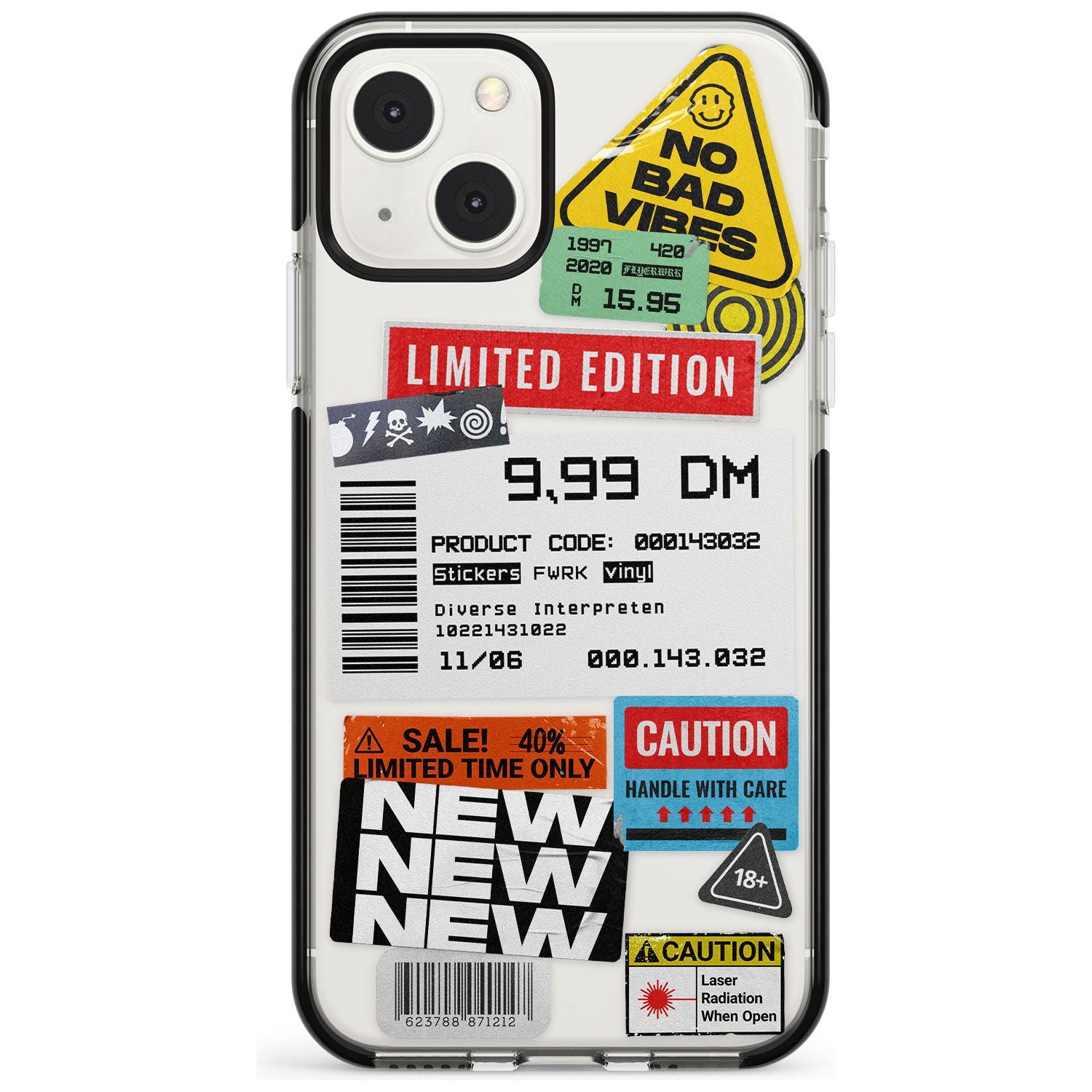 Barcode Sticker Mix Phone Case for iPhone 13 Mini