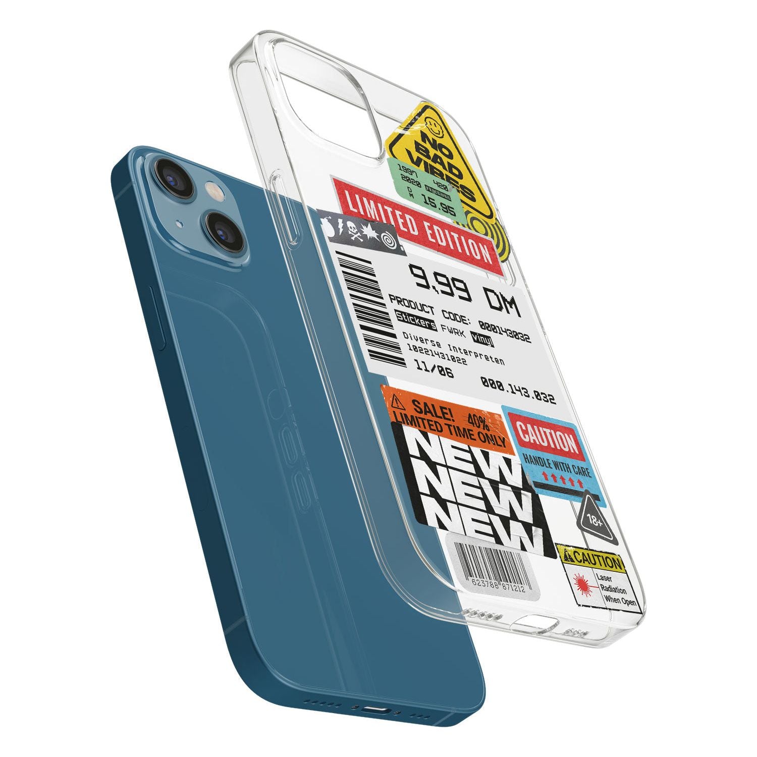 Barcode Sticker Mix Phone Case for iPhone 13 Mini