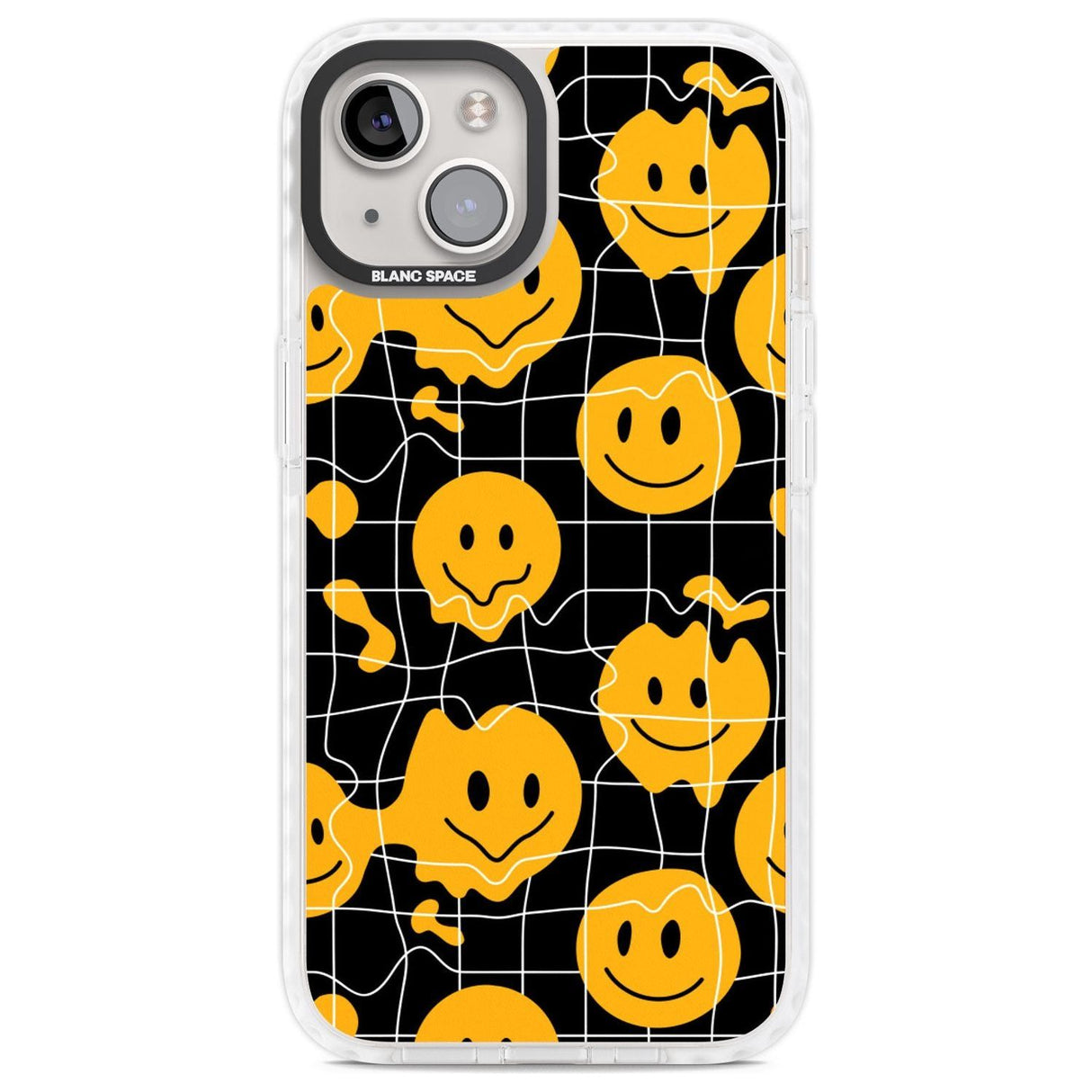 Acid Face Grid Pattern Phone Case iPhone 13 / Impact Case,iPhone 14 / Impact Case,iPhone 15 Plus / Impact Case,iPhone 15 / Impact Case Blanc Space