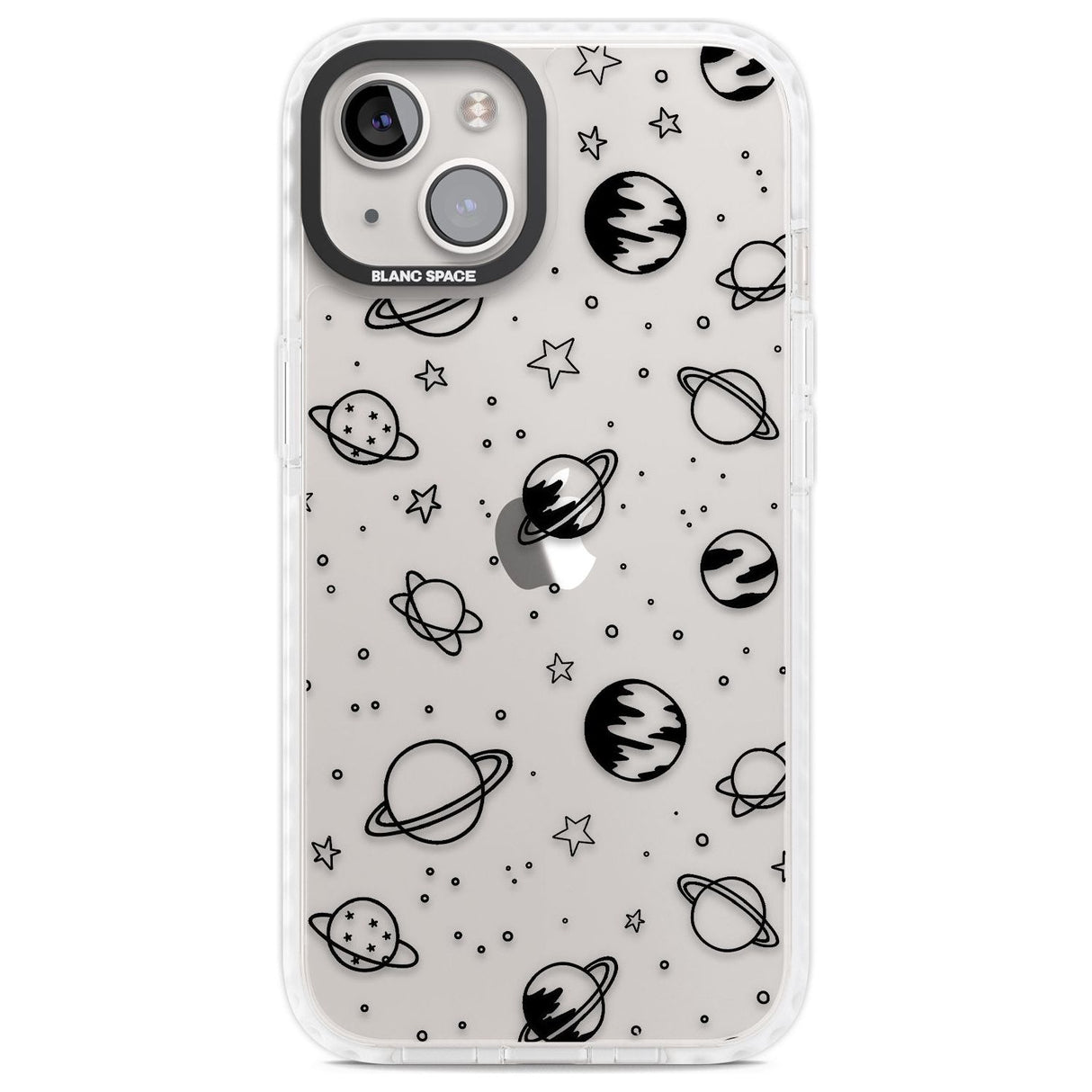 Cosmic Outer Space Design Black on Clear Phone Case iPhone 13 / Impact Case,iPhone 14 / Impact Case,iPhone 15 Plus / Impact Case,iPhone 15 / Impact Case Blanc Space