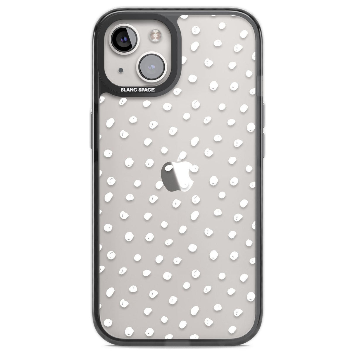 Messy White Dot Pattern Phone Case iPhone 12 / Black Impact Case,iPhone 13 / Black Impact Case,iPhone 12 Pro / Black Impact Case,iPhone 14 / Black Impact Case,iPhone 15 Plus / Black Impact Case,iPhone 15 / Black Impact Case Blanc Space