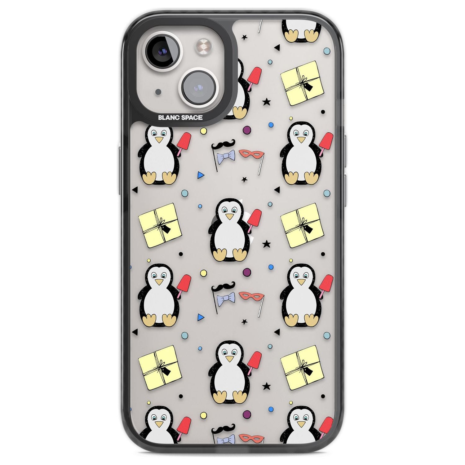 Cute Penguin Pattern Clear Phone Case iPhone 13 / Black Impact Case,iPhone 14 / Black Impact Case,iPhone 15 / Black Impact Case,iPhone 15 Plus / Black Impact Case Blanc Space