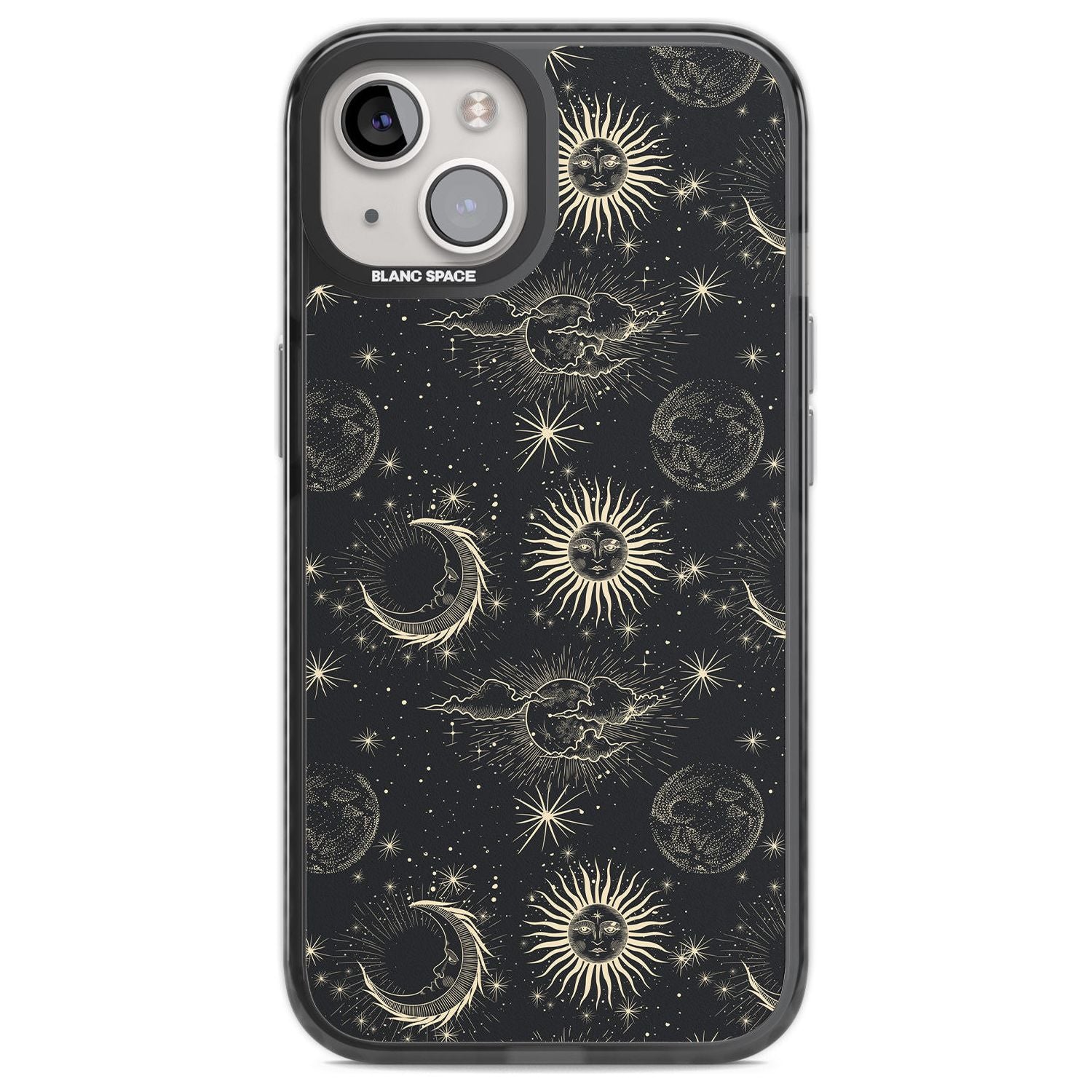 Large Suns, Moons & Clouds Astrological Phone Case iPhone 12 / Black Impact Case,iPhone 13 / Black Impact Case,iPhone 12 Pro / Black Impact Case,iPhone 14 / Black Impact Case,iPhone 15 Plus / Black Impact Case,iPhone 15 / Black Impact Case Blanc Space