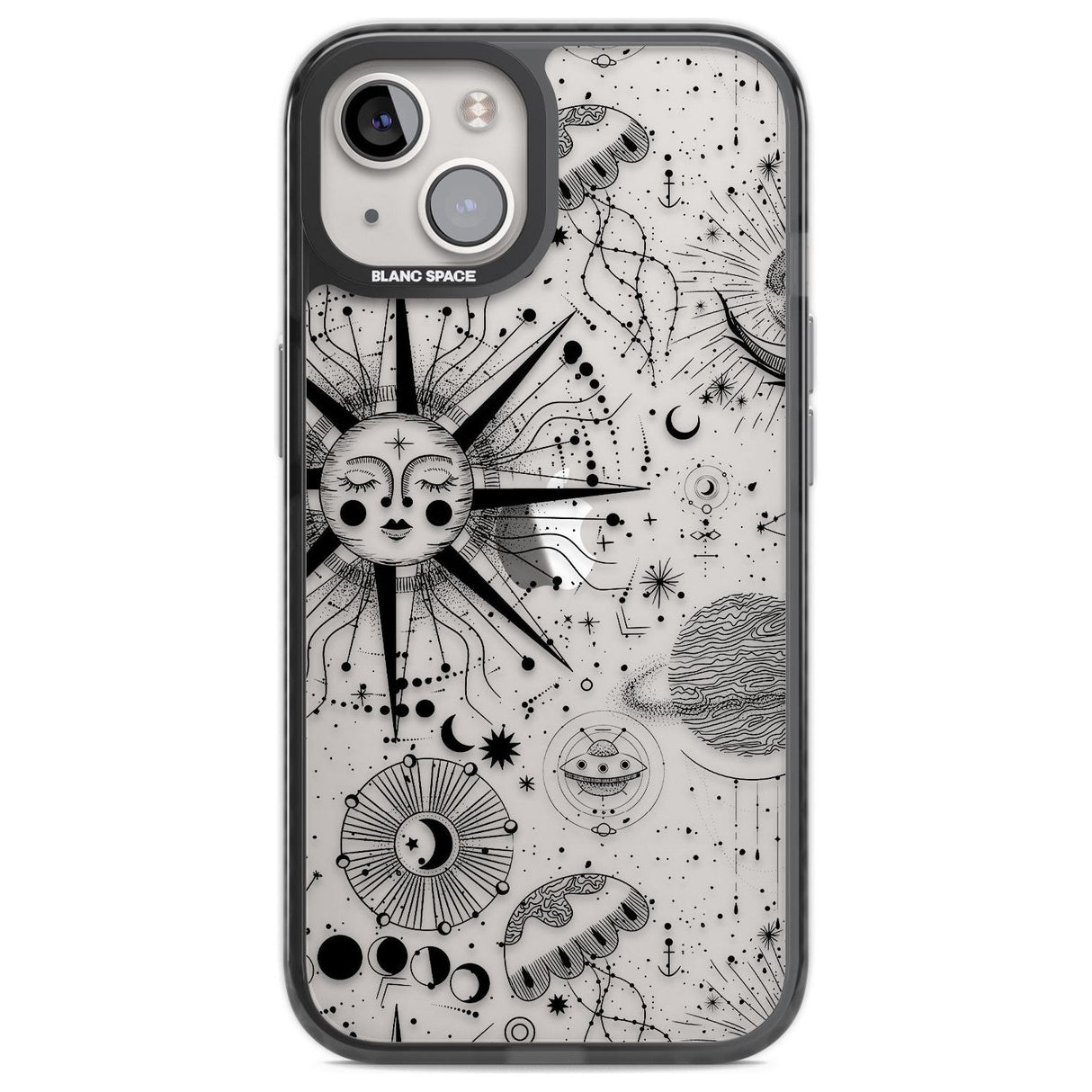 Large Sun Vintage Astrological Phone Case iPhone 12 / Black Impact Case,iPhone 13 / Black Impact Case,iPhone 12 Pro / Black Impact Case,iPhone 14 / Black Impact Case,iPhone 15 Plus / Black Impact Case,iPhone 15 / Black Impact Case Blanc Space