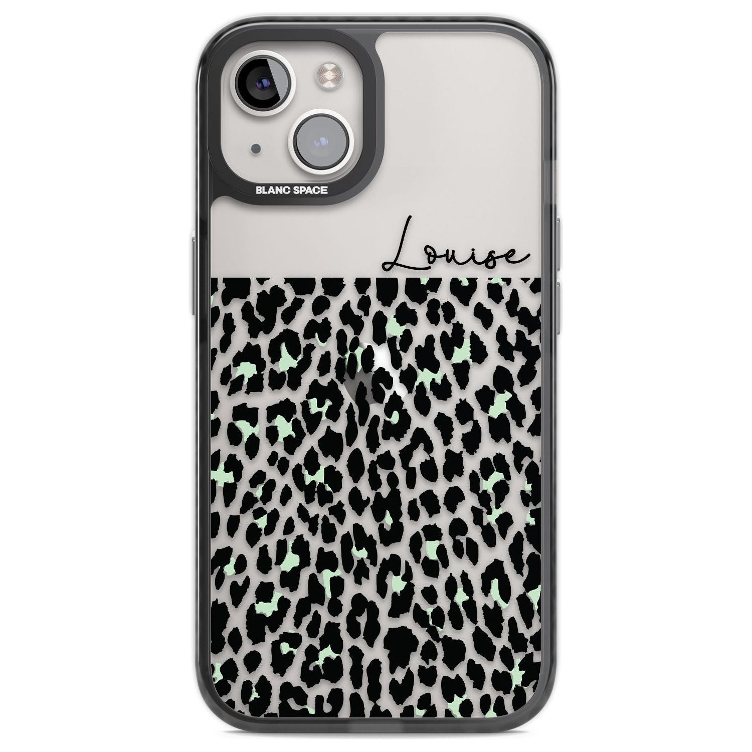 Personalised Seafoam Green & Cursive Leopard Spots