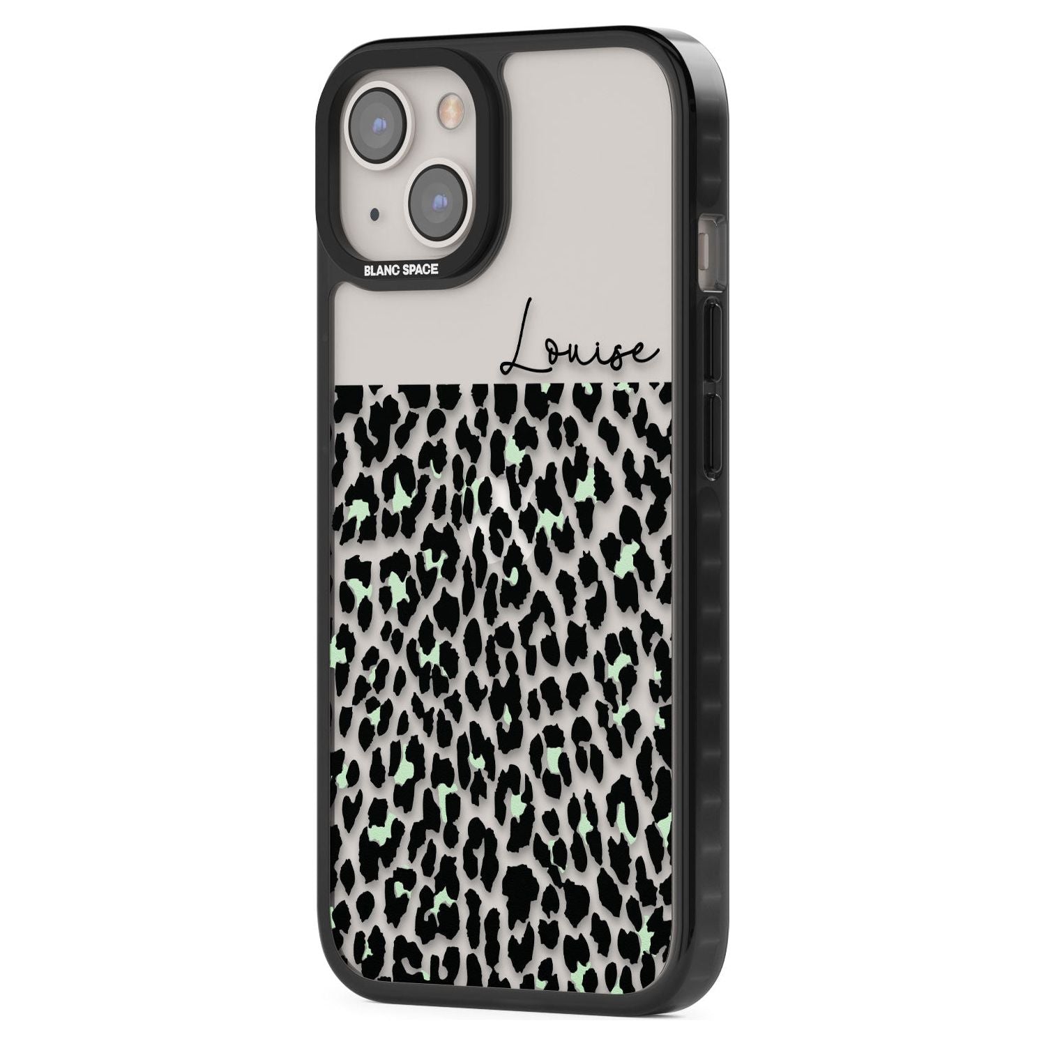 Personalised Seafoam Green & Cursive Leopard Spots
