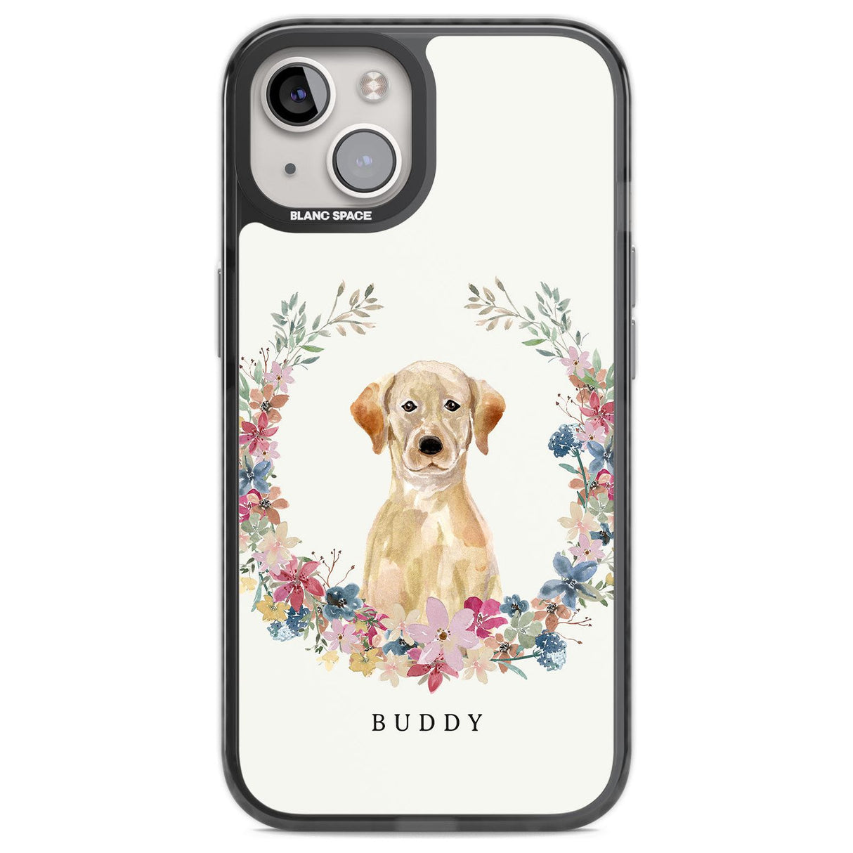 Personalised Yellow Labrador Retriever Dog Portrait Custom Phone Case iPhone 12 / Black Impact Case,iPhone 13 / Black Impact Case,iPhone 12 Pro / Black Impact Case,iPhone 14 / Black Impact Case,iPhone 15 Plus / Black Impact Case,iPhone 15 / Black Impact Case Blanc Space