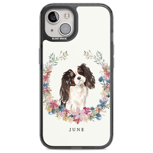 Personalised Tri Coloured King Charles Watercolour Dog Portrait Custom Phone Case iPhone 12 / Black Impact Case,iPhone 13 / Black Impact Case,iPhone 12 Pro / Black Impact Case,iPhone 14 / Black Impact Case,iPhone 15 Plus / Black Impact Case,iPhone 15 / Black Impact Case Blanc Space