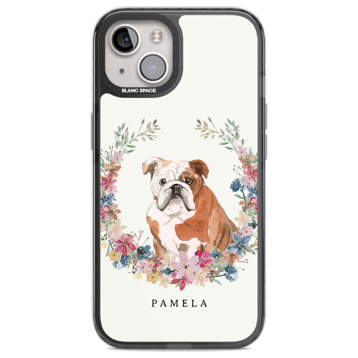 Personalised English Bulldog - Watercolour Dog Portrait Custom Phone Case iPhone 12 / Black Impact Case,iPhone 13 / Black Impact Case,iPhone 12 Pro / Black Impact Case,iPhone 14 / Black Impact Case,iPhone 15 Plus / Black Impact Case,iPhone 15 / Black Impact Case Blanc Space