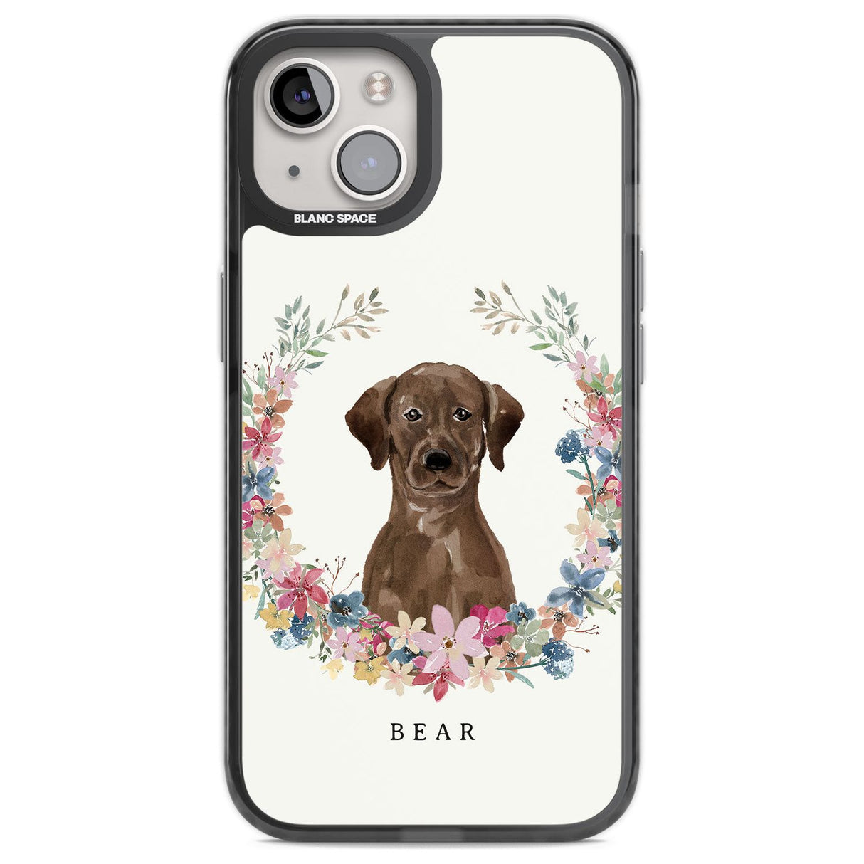 Personalised Chocolate Lab - Watercolour Dog Portrait Custom Phone Case iPhone 12 / Black Impact Case,iPhone 13 / Black Impact Case,iPhone 12 Pro / Black Impact Case,iPhone 14 / Black Impact Case,iPhone 15 Plus / Black Impact Case,iPhone 15 / Black Impact Case Blanc Space