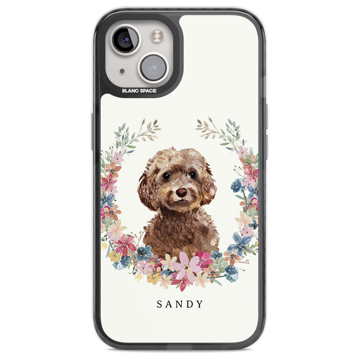 Personalised Brown Cockapoo - Watercolour Dog Portrait Custom Phone Case iPhone 12 / Black Impact Case,iPhone 13 / Black Impact Case,iPhone 12 Pro / Black Impact Case,iPhone 14 / Black Impact Case,iPhone 15 Plus / Black Impact Case,iPhone 15 / Black Impact Case Blanc Space