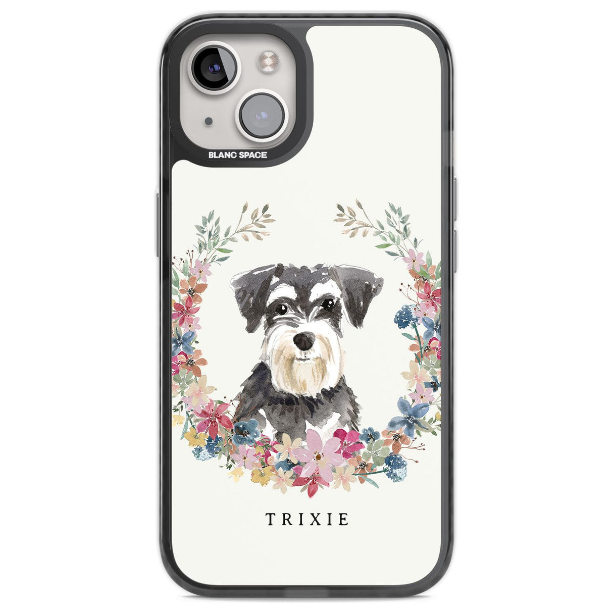 Personalised Miniature Schnauzer - Watercolour Dog Portrait Custom Phone Case iPhone 12 / Black Impact Case,iPhone 13 / Black Impact Case,iPhone 12 Pro / Black Impact Case,iPhone 14 / Black Impact Case,iPhone 15 Plus / Black Impact Case,iPhone 15 / Black Impact Case Blanc Space