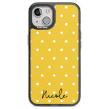 Personalised Yellow Polka Dot Custom Phone Case iPhone 12 / Black Impact Case,iPhone 13 / Black Impact Case,iPhone 12 Pro / Black Impact Case,iPhone 14 / Black Impact Case,iPhone 15 Plus / Black Impact Case,iPhone 15 / Black Impact Case Blanc Space