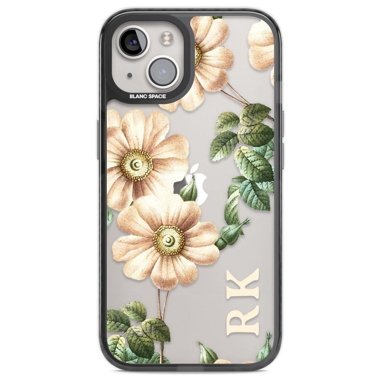 Personalised Clear Vintage Floral Cream Anemones Custom Phone Case iPhone 12 / Black Impact Case,iPhone 13 / Black Impact Case,iPhone 12 Pro / Black Impact Case,iPhone 14 / Black Impact Case,iPhone 15 Plus / Black Impact Case,iPhone 15 / Black Impact Case Blanc Space