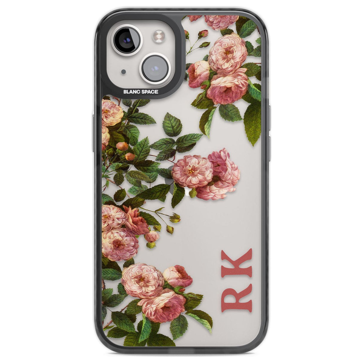 Personalised Clear Vintage Floral Pink Garden Roses Custom Phone Case iPhone 12 / Black Impact Case,iPhone 13 / Black Impact Case,iPhone 12 Pro / Black Impact Case,iPhone 14 / Black Impact Case,iPhone 15 Plus / Black Impact Case,iPhone 15 / Black Impact Case Blanc Space