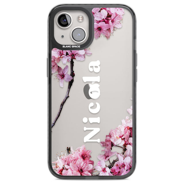 Personalised Cherry Blossoms with Text Custom Phone Case iPhone 12 / Black Impact Case,iPhone 13 / Black Impact Case,iPhone 12 Pro / Black Impact Case,iPhone 14 / Black Impact Case,iPhone 15 Plus / Black Impact Case,iPhone 15 / Black Impact Case Blanc Space