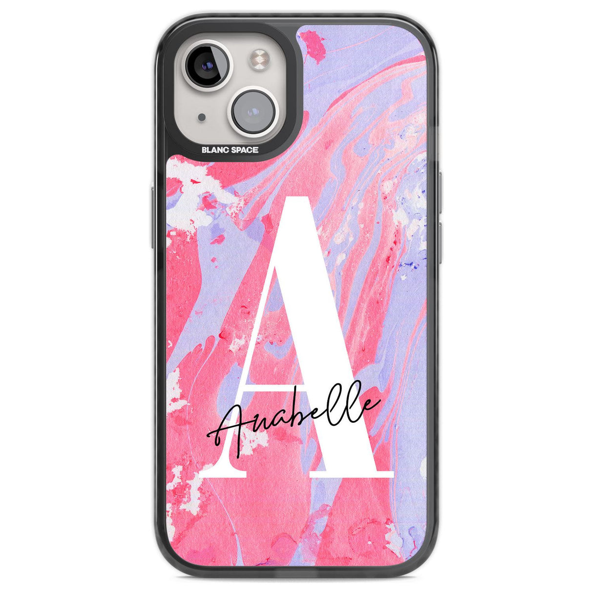 Personalised Pink & Purple - Marble Custom Phone Case iPhone 12 / Black Impact Case,iPhone 13 / Black Impact Case,iPhone 12 Pro / Black Impact Case,iPhone 14 / Black Impact Case,iPhone 15 Plus / Black Impact Case,iPhone 15 / Black Impact Case Blanc Space