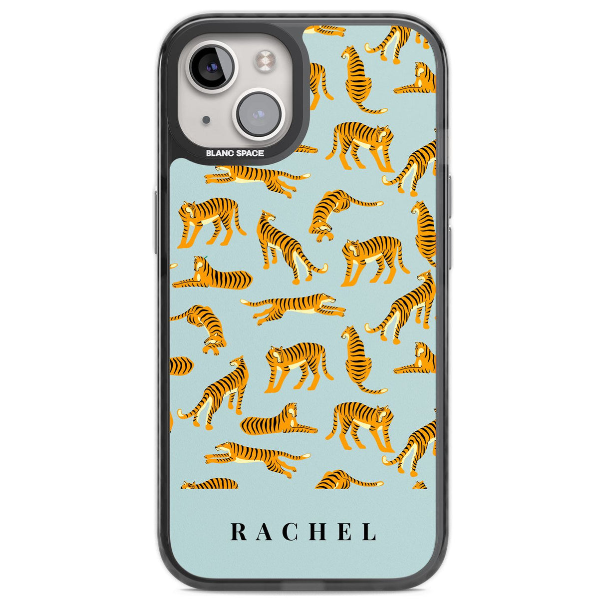 Personalised Tiger Pattern: Turquoise Blue Custom Phone Case iPhone 12 / Black Impact Case,iPhone 13 / Black Impact Case,iPhone 12 Pro / Black Impact Case,iPhone 14 / Black Impact Case,iPhone 15 Plus / Black Impact Case,iPhone 15 / Black Impact Case Blanc Space